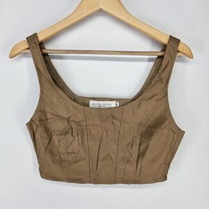 Nectar Clothing Corset Top Medium Brown Faux Leather Crop Tank corset fairy Cami